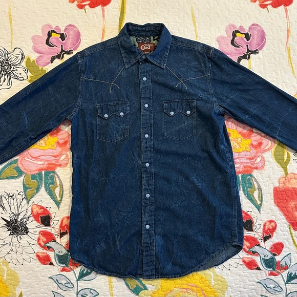 Vintage Tops - Vintage Red Denim Pearl Snap Shirt